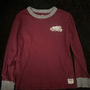 Roots Kids Long Sleeve Burgundy Shirt